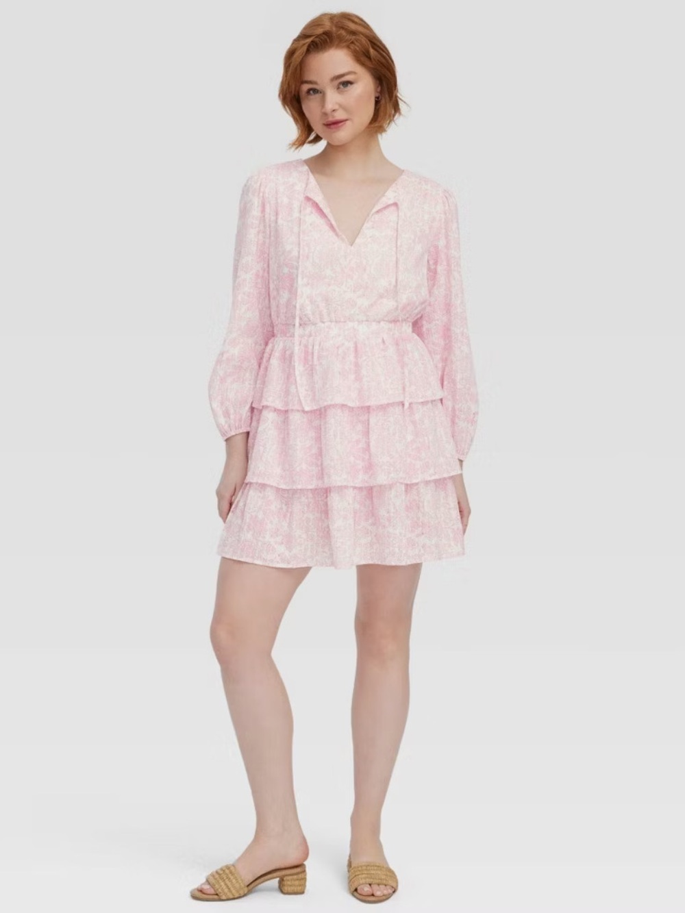 Roller Rabbit Pink Tiered V-Neck Mini Dress - XS